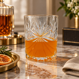 Sunburst Cut Glass Whiskey & Water Tumbler Set of 6 (220ml)