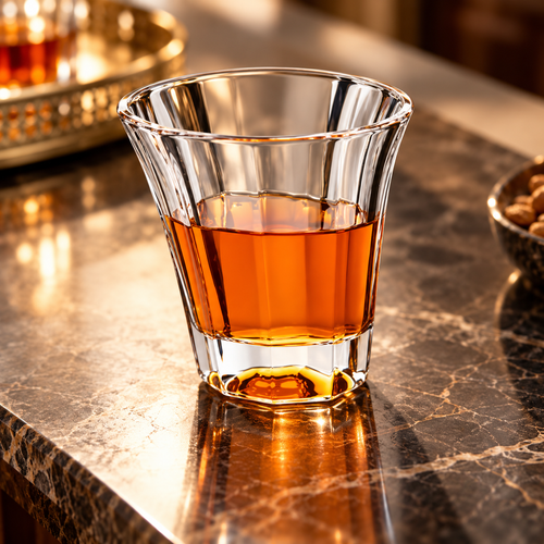 Asymmetric Fluted Crystal Glass Whiskey Tumbler Set of 6