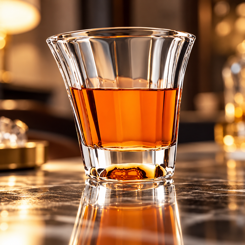 Asymmetric Fluted Crystal Glass Whiskey Tumbler Set of 6