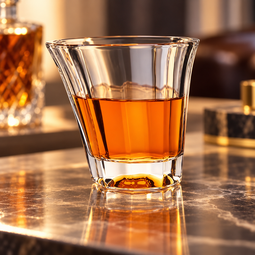 Asymmetric Fluted Crystal Glass Whiskey Tumbler Set of 6