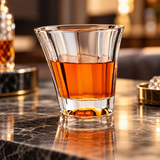 Asymmetric Fluted Crystal Glass Whiskey Tumbler Set of 6