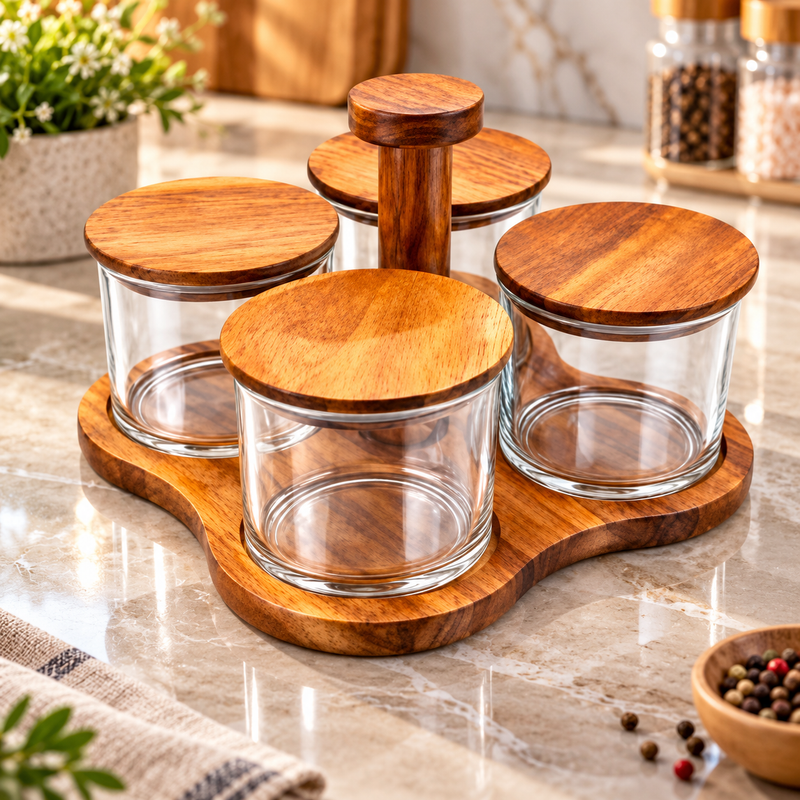 Luxury Jar Set with Wooden Lids