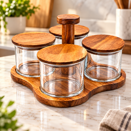 Luxury Jar Set with Wooden Lids