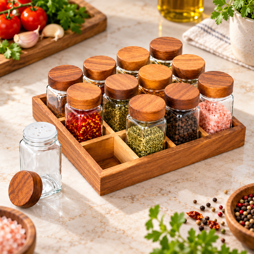 Square Glass Spice Jar