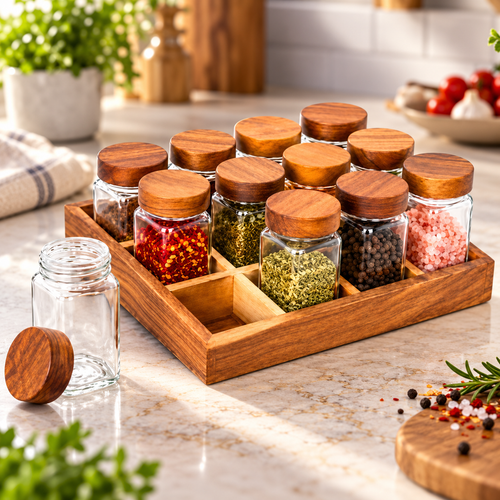 Square Glass Spice Jar