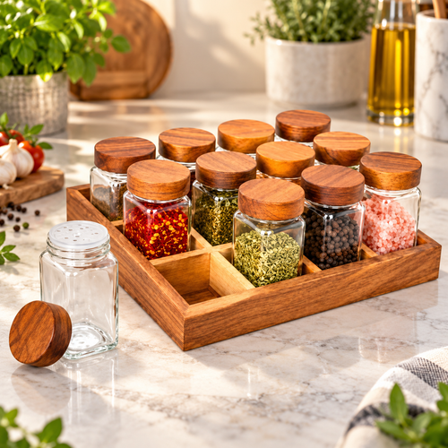 Square Glass Spice Jar