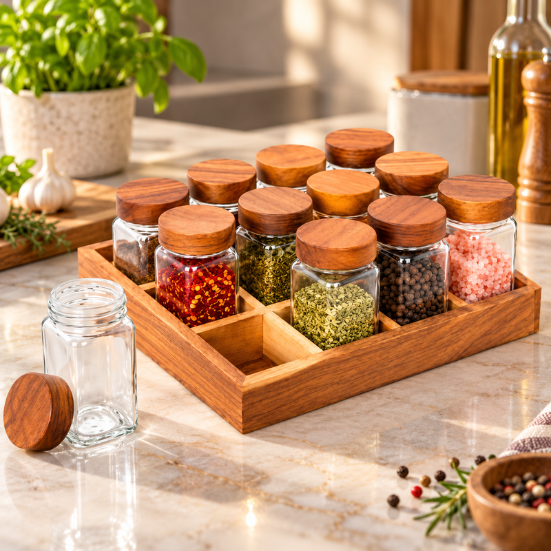 Square Glass Spice Jar