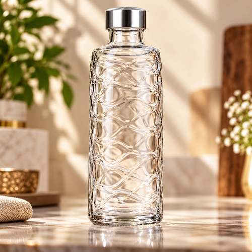 Textured Glass Water Bottle Set