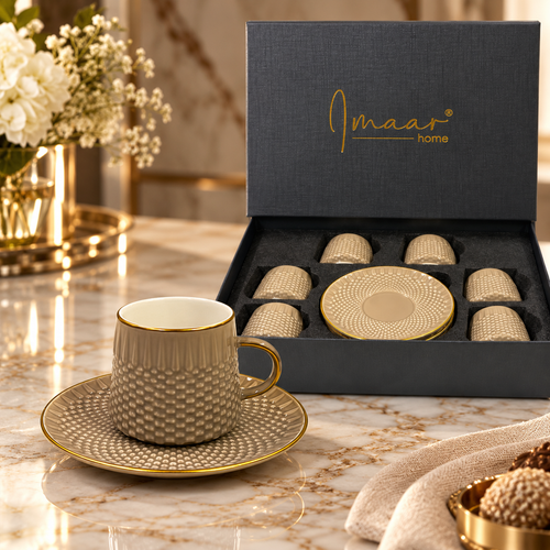 Modern Textured Coffee Cup Set 12 Piece