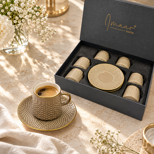 Modern Textured Coffee Cup Set 12 Piece