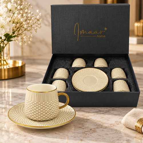 Modern Textured Coffee Cup Set 12 Piece