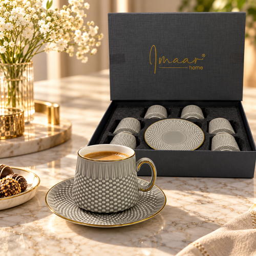 Modern Textured Coffee Cup Set 12 Piece
