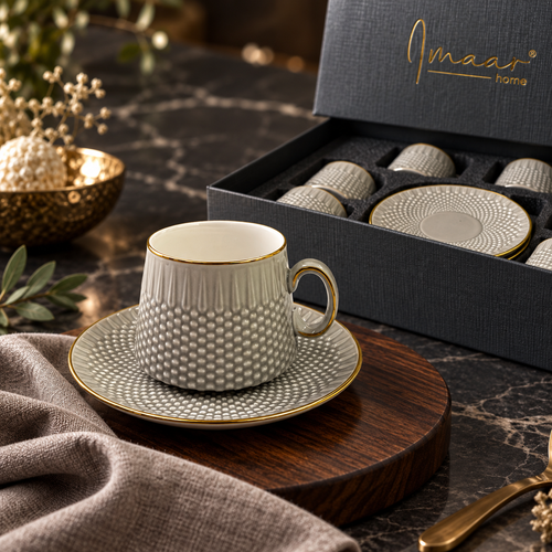Modern Textured Coffee Cup Set 12 Piece
