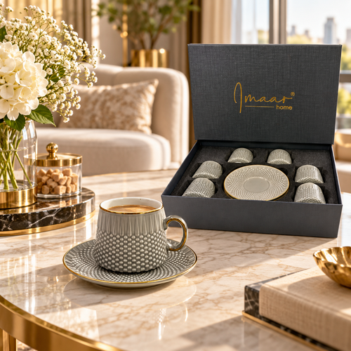 Modern Textured Coffee Cup Set 12 Piece