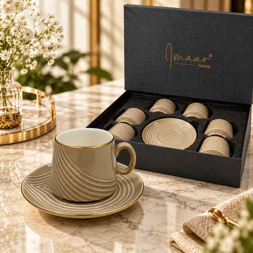 Modern Fluted Wave Cup Set 12 Piece