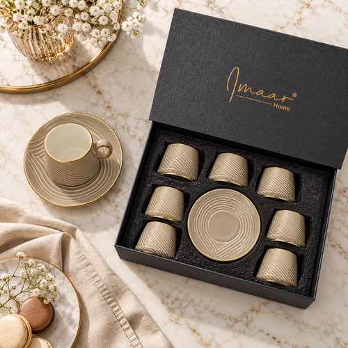 Modern Fluted Wave Cup Set 12 Piece
