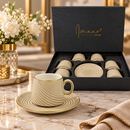 Modern Fluted Wave Cup Set 12 Piece