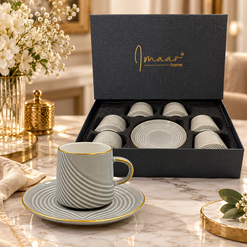 Modern Fluted Wave Cup Set 12 Piece