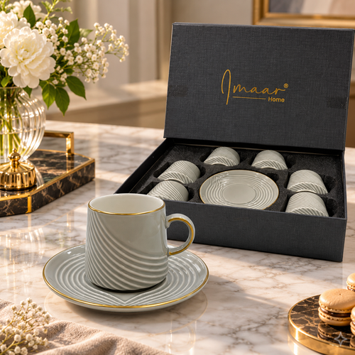 Modern Fluted Wave Cup Set 12 Piece