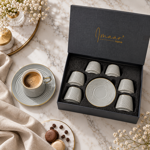 Modern Fluted Wave Cup Set 12 Piece