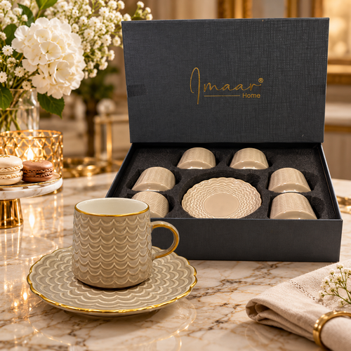 Modern Fish Scaled Coffee Cup Set 12 Piece