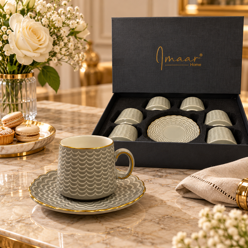 Modern Fish Scaled Coffee Cup Set 12 Piece