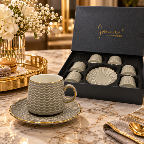 Modern Fish Scaled Coffee Cup Set 12 Piece