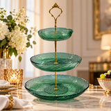 Elegant Serving Stand with Gold Crown Spindle