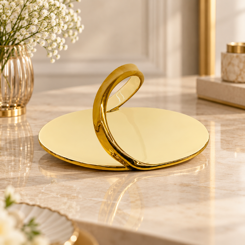 Abstract Gold Sculptural Serving Tray