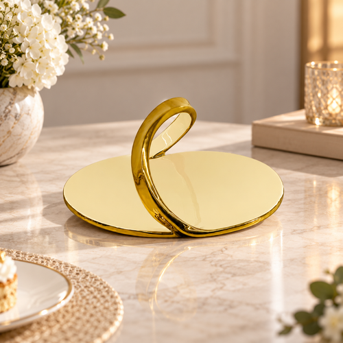 Abstract Gold Sculptural Serving Tray