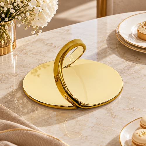 Abstract Gold Sculptural Serving Tray