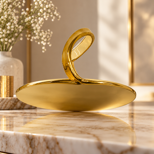 Abstract Gold Sculptural Serving Tray