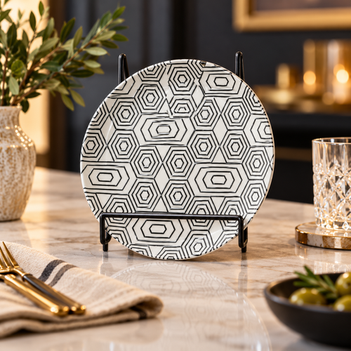 Modern Geometric Bamboo Fiber Coaster Set 4 Piece