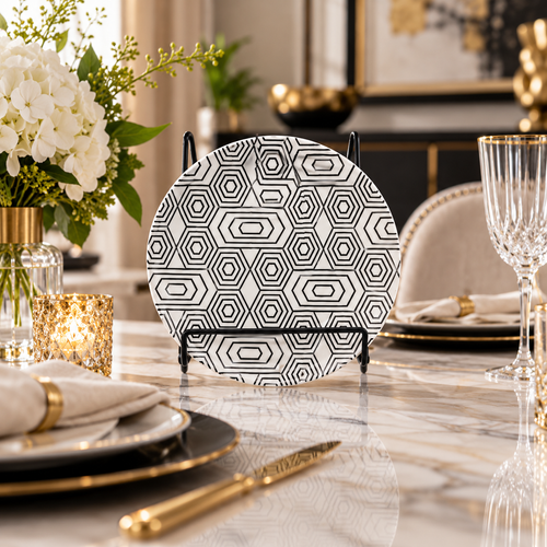 Modern Geometric Bamboo Fiber Coaster Set 4 Piece