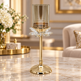 Modern Gold & Amber Glass Candle Stand
