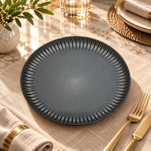 Modern Matte Charcoal Serving Plate Set Of 6