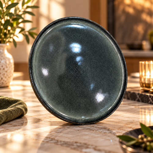 Modern Glossy Reactive Glaze Serving Plate Set Of 6