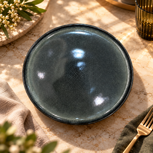Modern Glossy Reactive Glaze Serving Plate Set Of 6