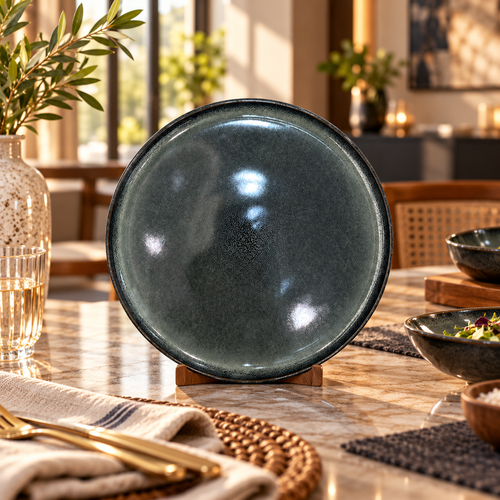 Modern Glossy Reactive Glaze Serving Plate Set Of 6