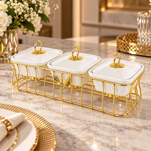 Luxury Ceramic Chafing Serving Set 4 Piece