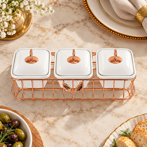 Luxury Chafing Serving Set with Rose Gold 4 Piece