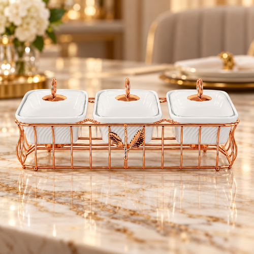 Luxury Chafing Serving Set with Rose Gold 4 Piece
