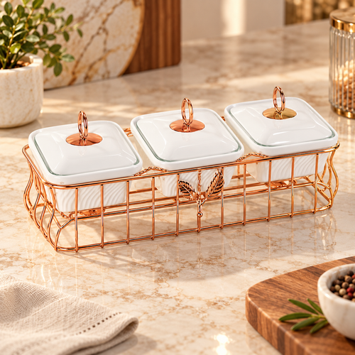 Luxury Chafing Serving Set with Rose Gold 4 Piece
