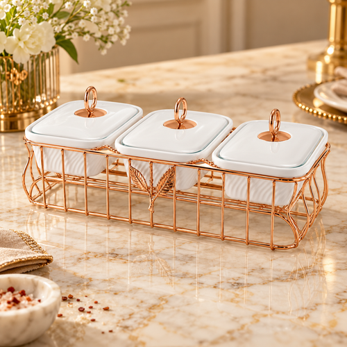 Luxury Chafing Serving Set with Rose Gold 4 Piece
