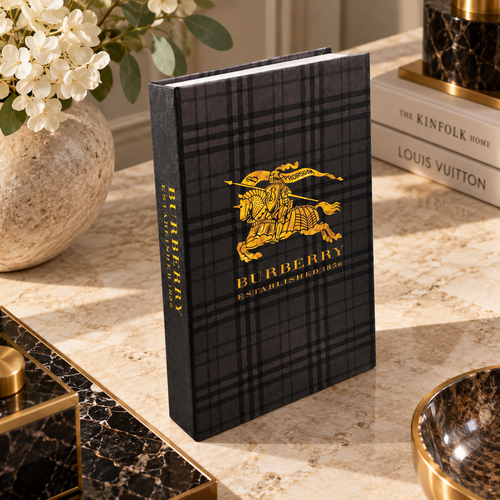 Modern Burberry Plaid & Gold Decorative Display Book
