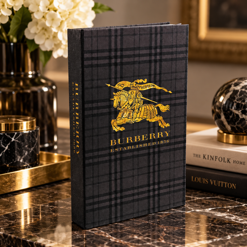 Modern Burberry Plaid & Gold Decorative Display Book