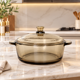 Modern Amber Tinted Glass Serving Casserole