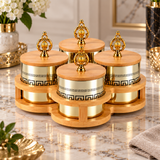 Elegant Premium Gold 4 Piece Revolving Jar Set