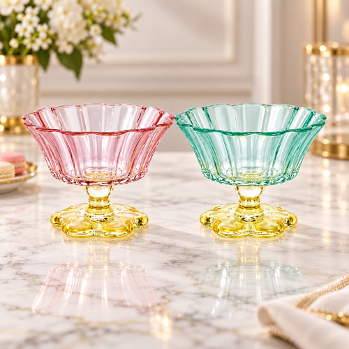 Elegant Retro Flower Ice Cream Bowls Set of 2 (200 ML)