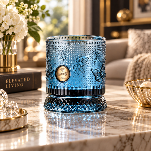 Premium Butterfly Embossed Rotating Glass (250 ML)